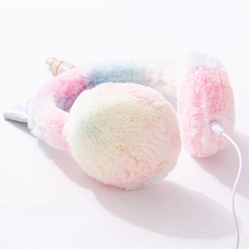 [ QL-406 ]HEADPHONE UNICORN TANDUK  RAINBOW BULU TYPE QL-406 /HEADPHONE KARAKTER ANAK