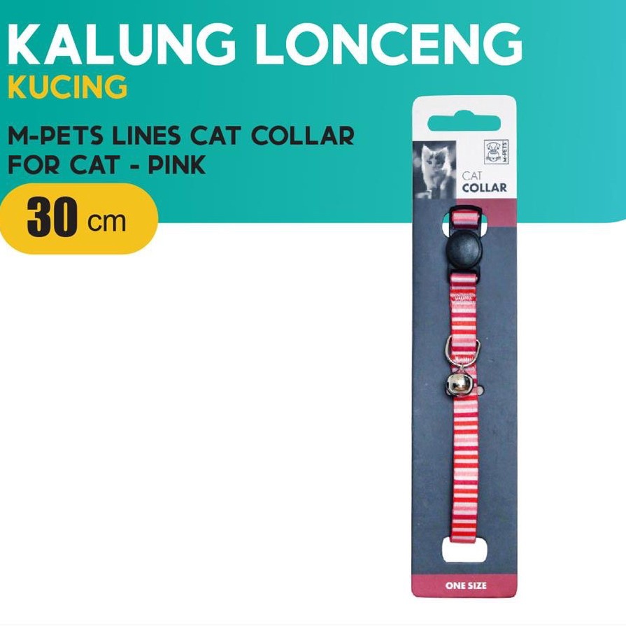 M-Pets Lines Cat Collar Size 30 cm / Kalung Kucing Lonceng