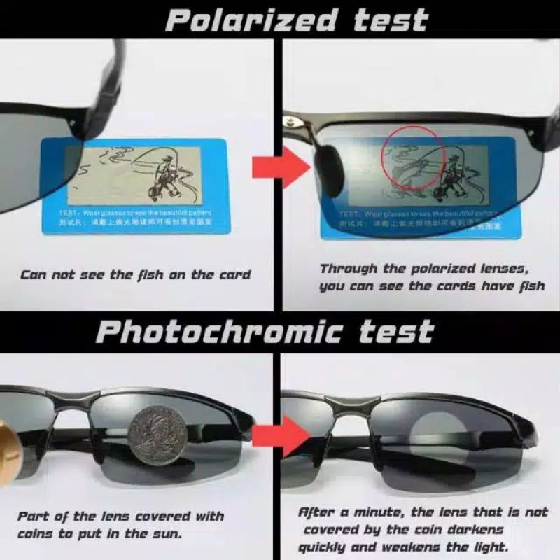 Kacamata Polarized Photochromic Pria Kacamata Anti Silau Siang Malam