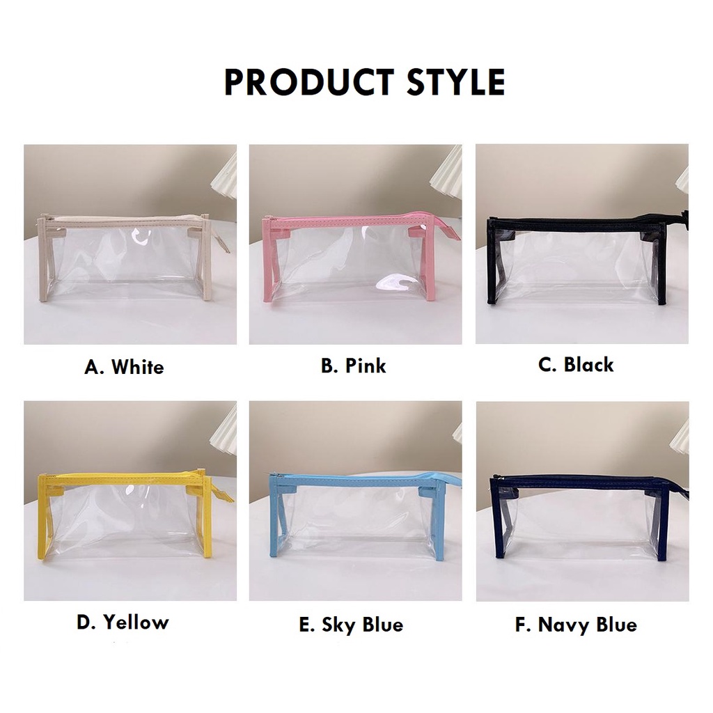 [MIDORI] Transparant &amp; Simple Pencil Case Pencil Pouch Tempat Pensil Bening Aesthetic - F0118