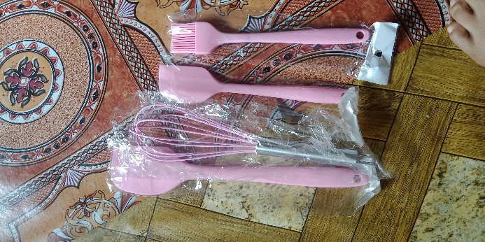 Spatula Silikon Set 5 Pcs Peralatan Masak Tahan Panas & Anti Lengket Spatula Silicon / Spatula Pink