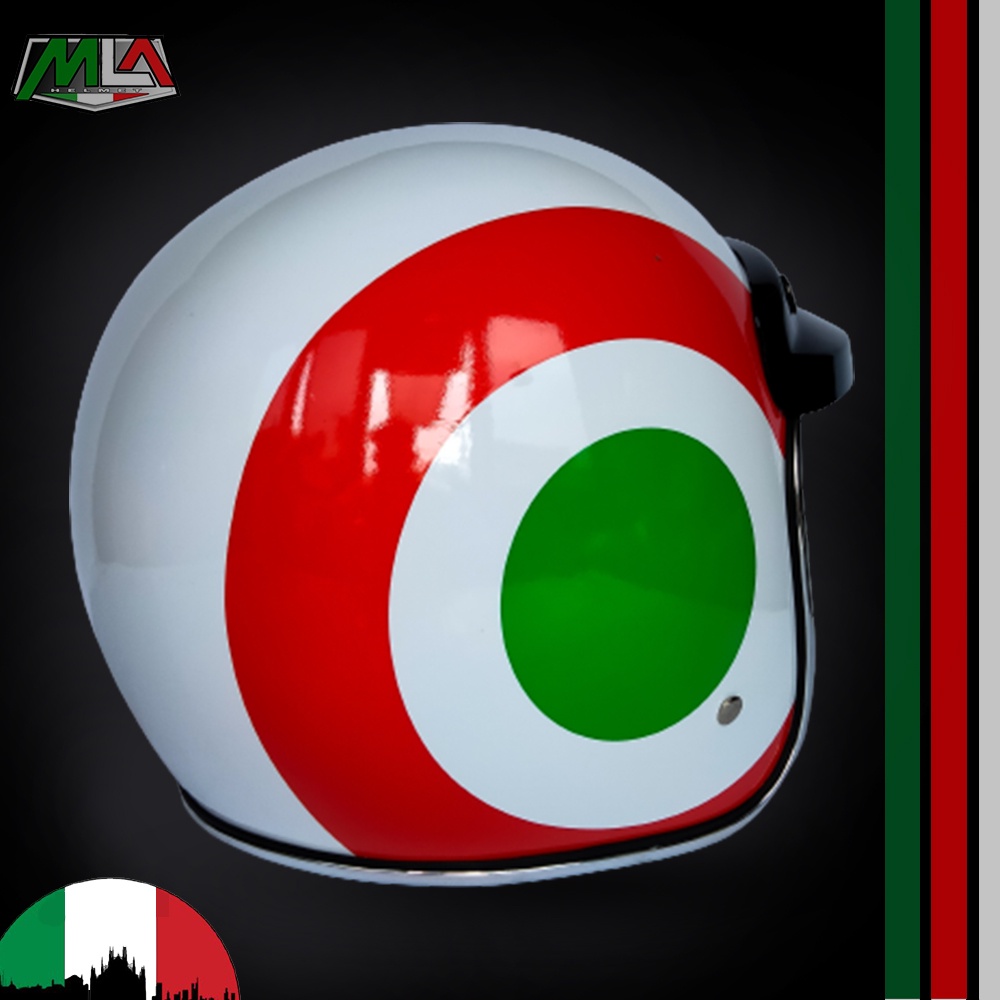 Helm Bogo Dewasa Motif Vespa Italian Flag Lis Chrome PREMIUM SNI