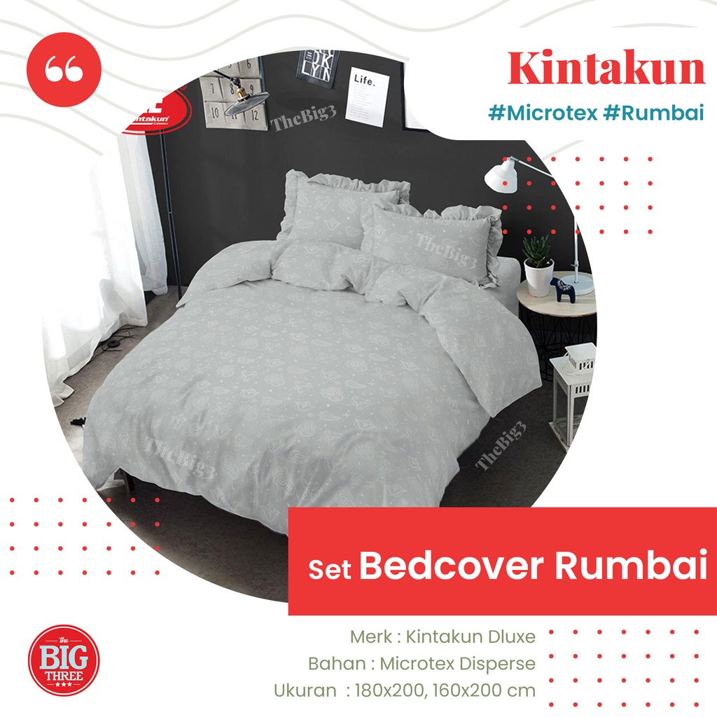 KINTAKUN Bedcover + Sprei Rumbai 180x200 / 160X200 Embos White Violet Brown Blue - Polos Emboss BC