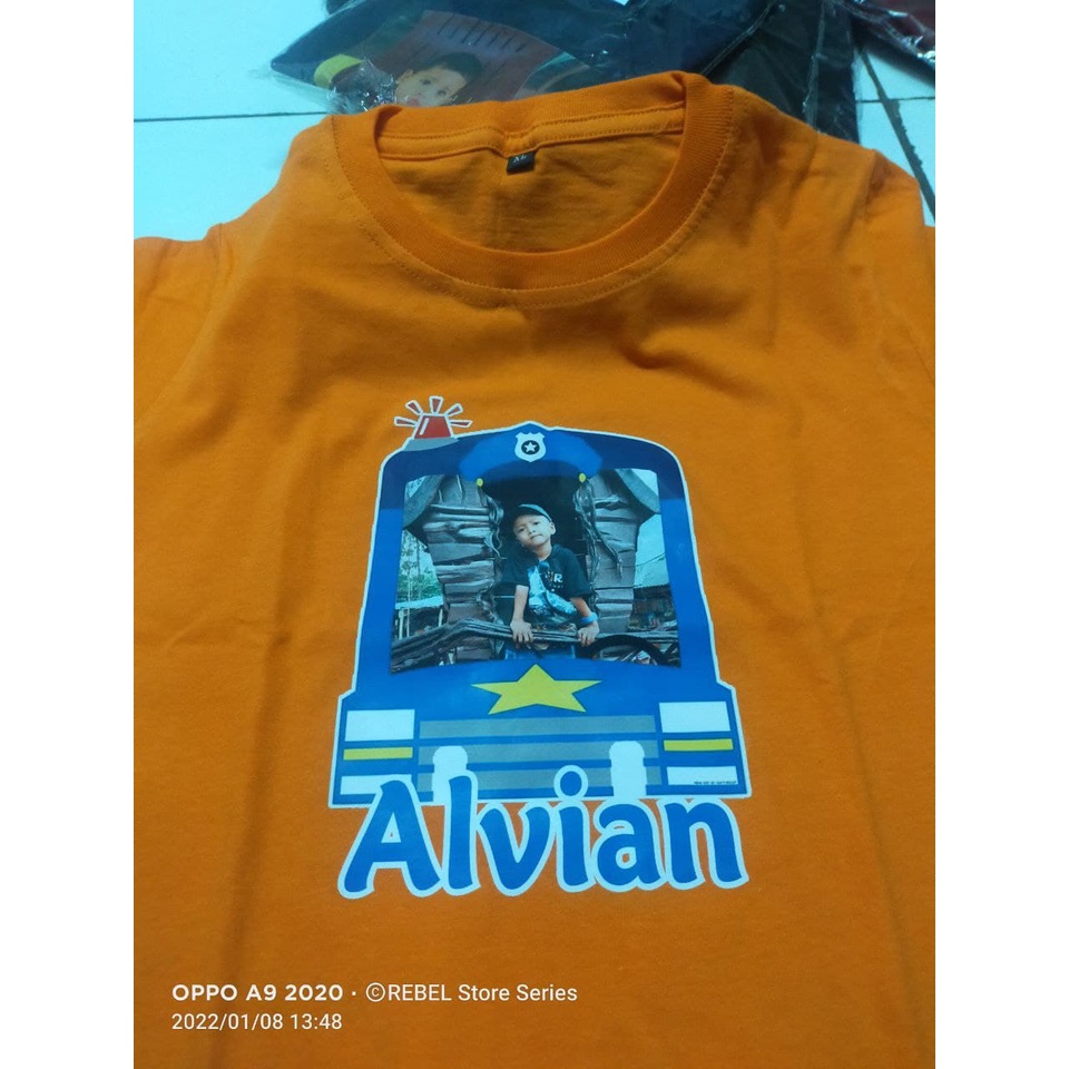 Kaos Anak FOTO Dan NAMA Seri 01 Frame Mobil 1-12 Tahun