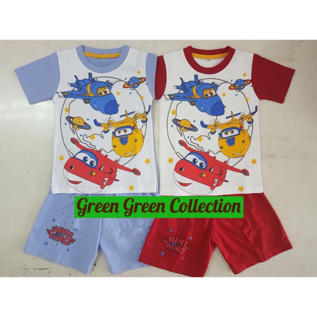 Piyama kaos anak superwing red/blue