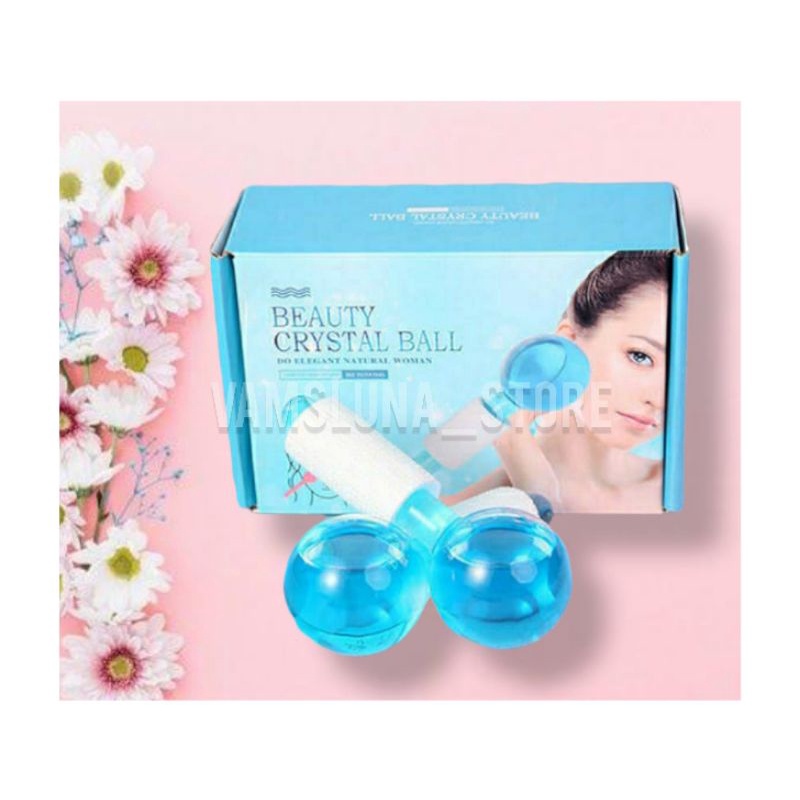 ICE GLOBES ROLLER 2 Pcs Set Alat Pijat Roller Bola Es Dingin Untuk Perawatan Kulit Wajah / Beauty Crystal Ball Glitter Original / Alat Pencerah Wajah / Ice Globes Facial Roller Glitter / Alat Pijat Muka / Ice Globes / Ice water globe