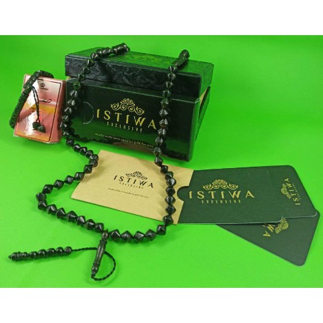Tasbih Wajik Kokka "Merk ISTIWA" Original Uk 7,5 mm Hitam, Bersetifikat & Bergaransi 