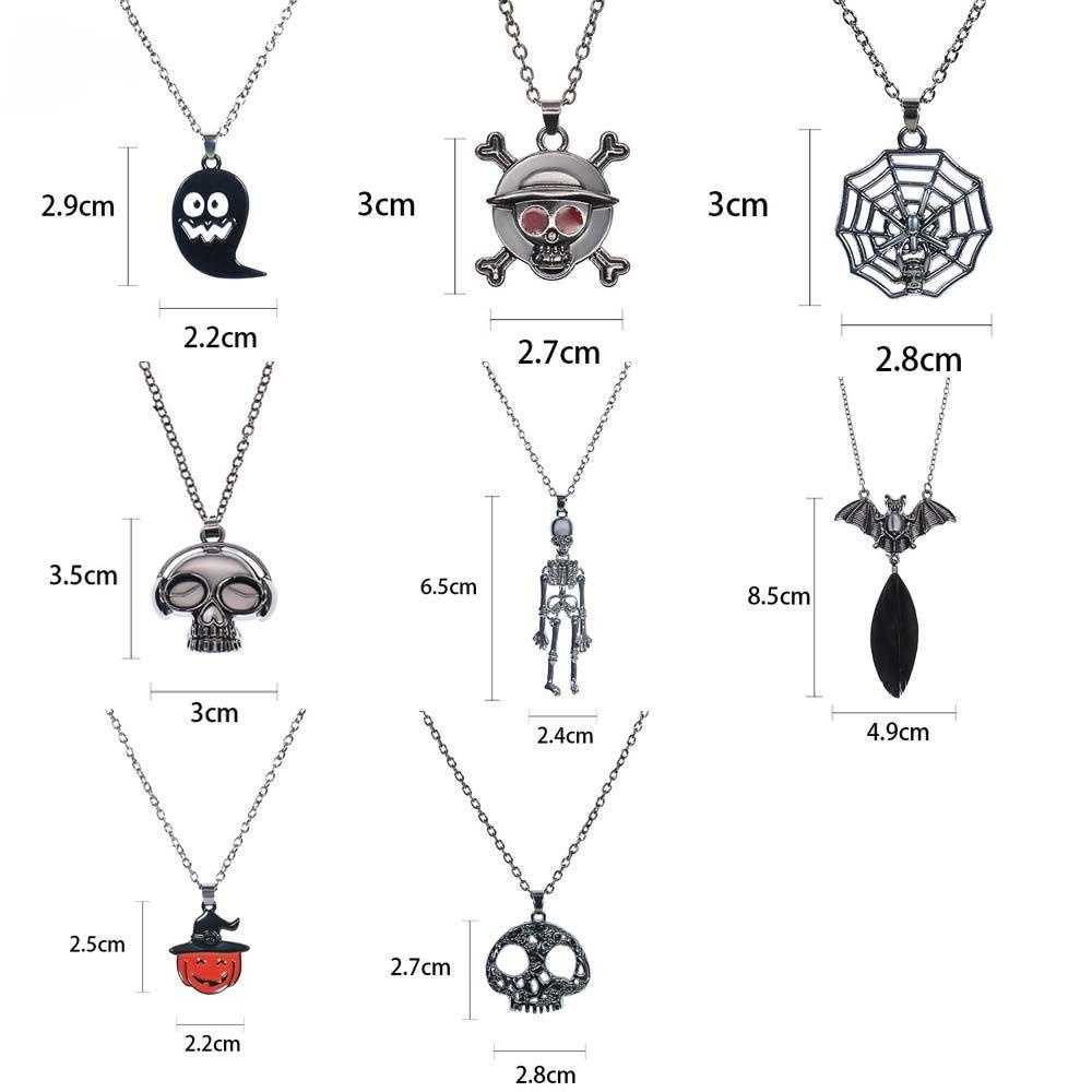 [Elegan] Unisex Halloween Kalung Lucu Unisex Punk Liontin Hantu Tengkorak Labu Pesta Properti