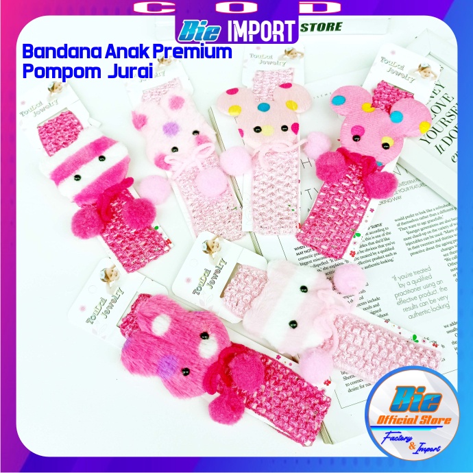 Bandana Anak Korea Jurai Pompom Karakter Premium Impor Best Seller