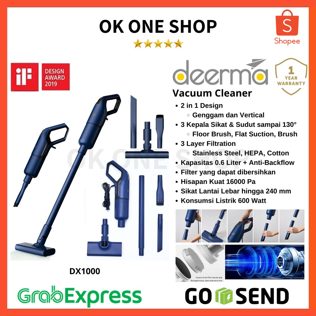 Deerma DX1000 Handheld Portable Vacuum Cleaner Penghisap Debu DX-1000