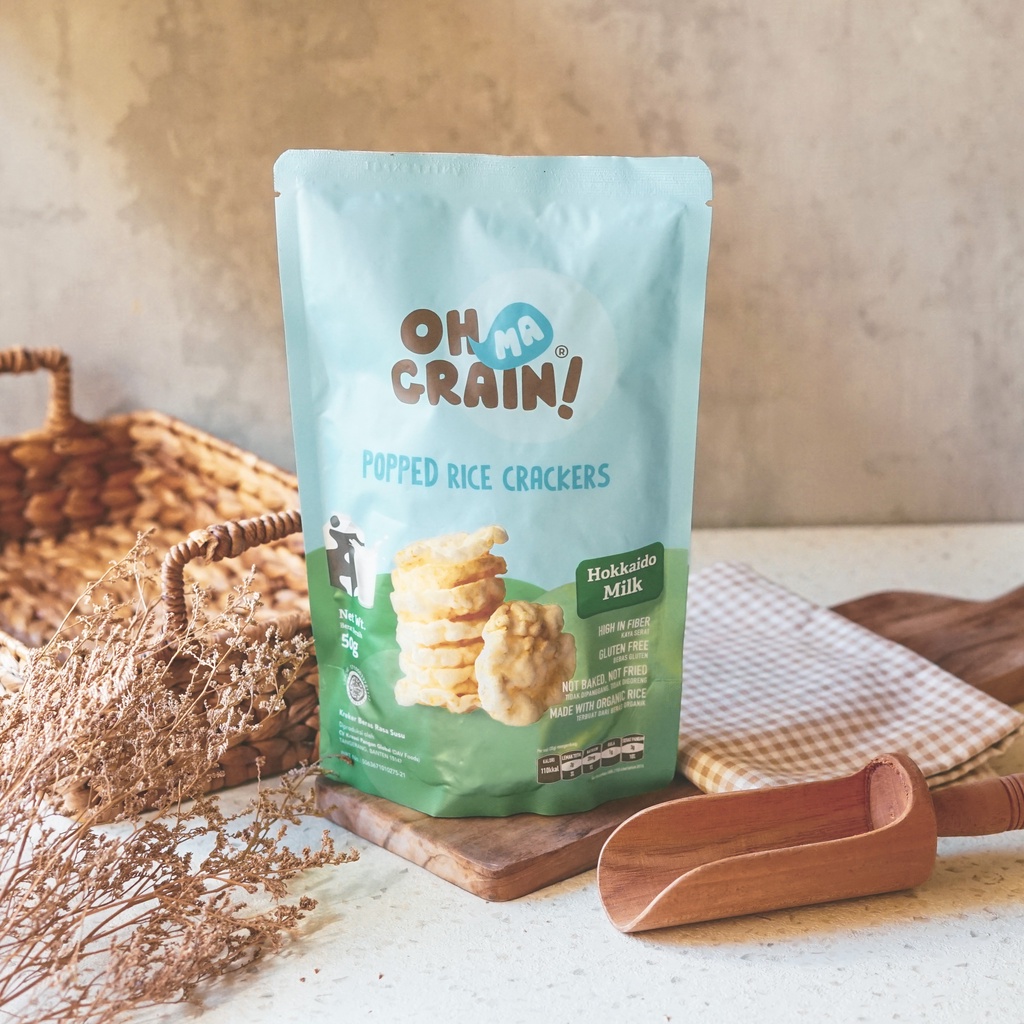 Oh Ma Grain, Organic Brown Rice Cakes Hokkaido Milk 50 gr