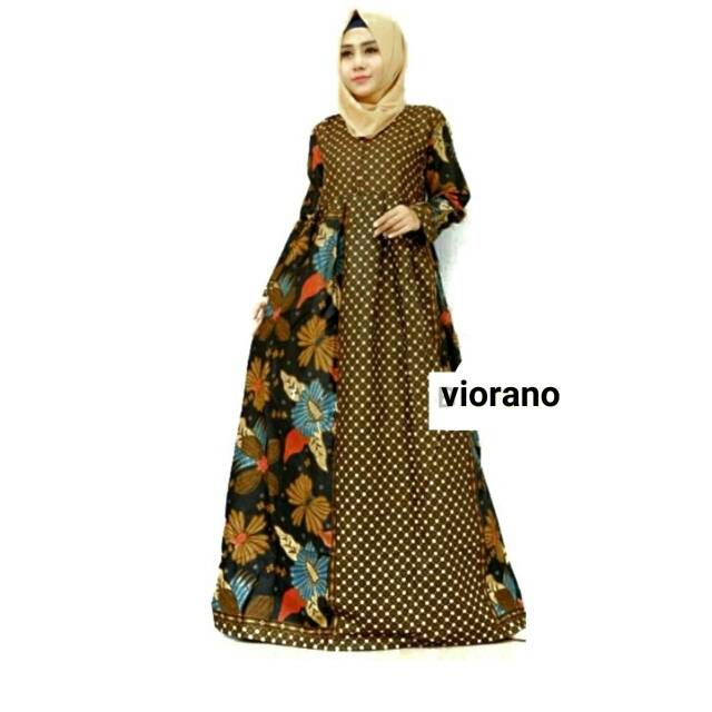 Gamis Batik Kembang Kawung Resleting Depan