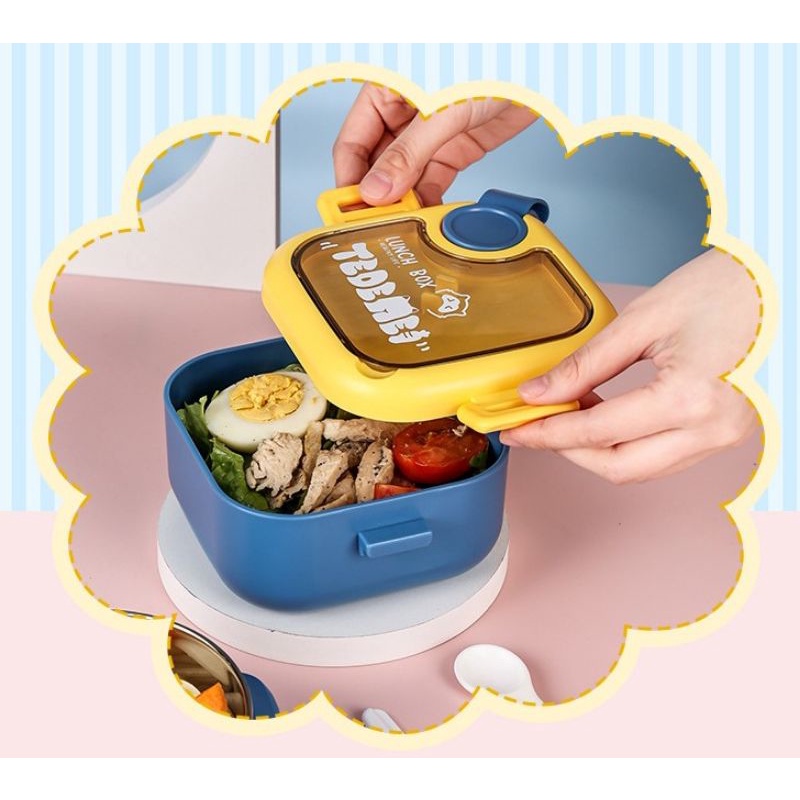 Tedemei Kotak Makan Anak 4 in 1 Lunch Box Bento Box dengan Mangkok Stainless Steel 304 - Kids Dinnerware