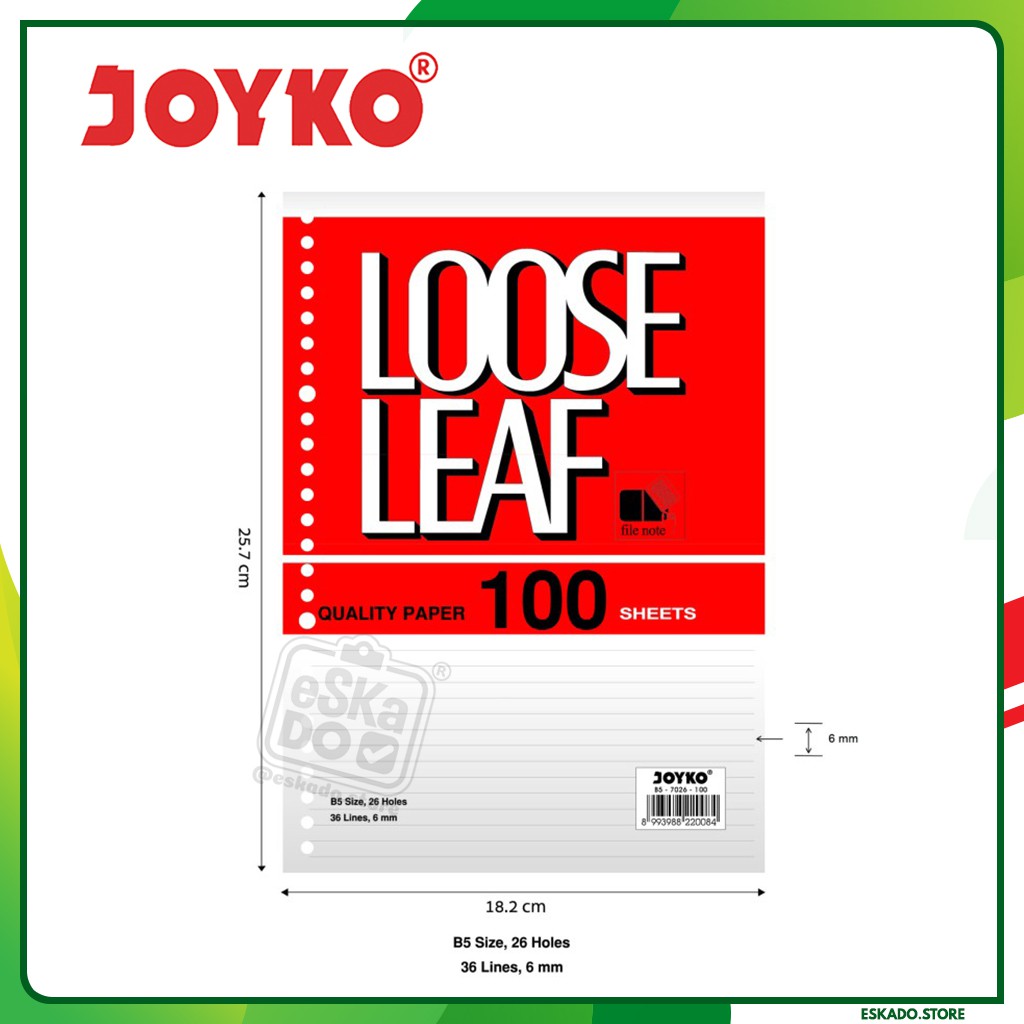 Loose Leaf / Isi Kertas File / Binder Joyko B5-7026 / 100 Lembar