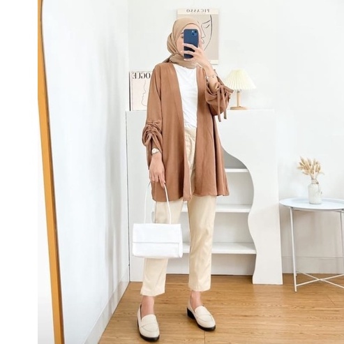 (MGA) CARDIGAN CADEY OVERSIZE LENGAN SERUT OUTER ATASAN CRINCLE AIRFLOW