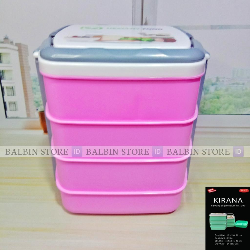 RANTANG SEGI MEDIUM EMPAT SUSUN HEALTHY FOOD - WARNA TOSCA DAN PINK - C.O.D ( BAYAR DI TEMPAT ) BALBIN STORE