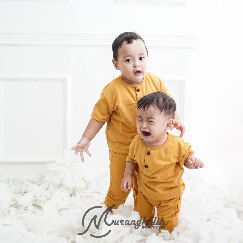 MURANGKALIH - AZKA SET | Setelan Jogger Anak 1-5 Tahun Piyama Anak Setelan Kancing Dua Anak Celana Jogger Dan Baju Anak Setelan Polos