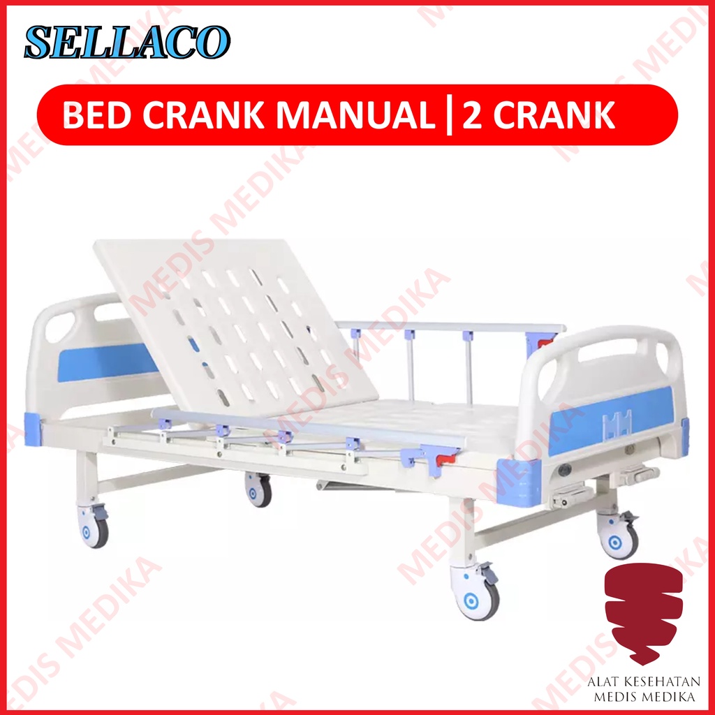 Bed 2 Crank Manual KY211S Peralatan Rumah Sakit Ranjang Pasien Sella