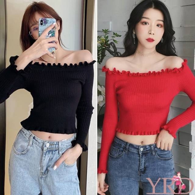 Gaya korea/sabrina korea/sabrina rajut import/sabrina kriwil/sabrina crop
