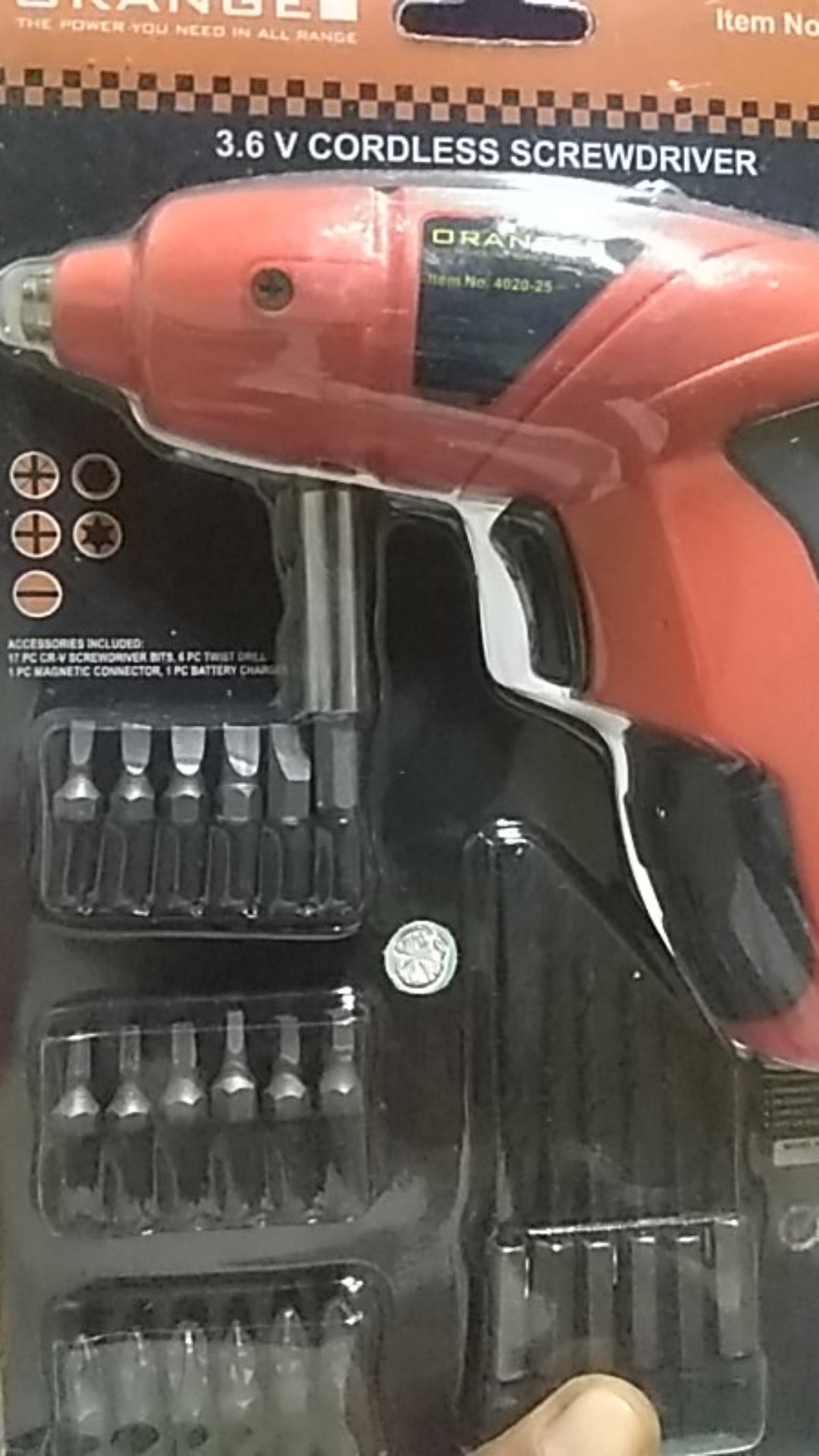 Mesin Bor Mini Cordless Drill 3.6v Orange Bonus Mata Bor Obeng Set Diy