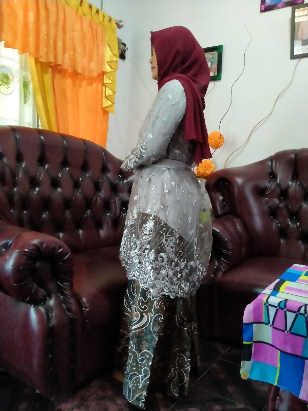 (premium Series &limited Stok) Batik Couple Azura Wou Batik Gamis Tille Brokat Kebaya Modern-bs106