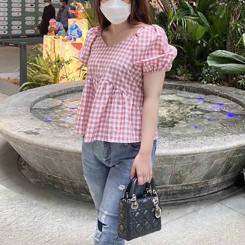 Ara Top - Blouse Lengan Balon / Blouse Katun / Blouse kotak / Atasan Katun / Atasan Wanita Blouse-4