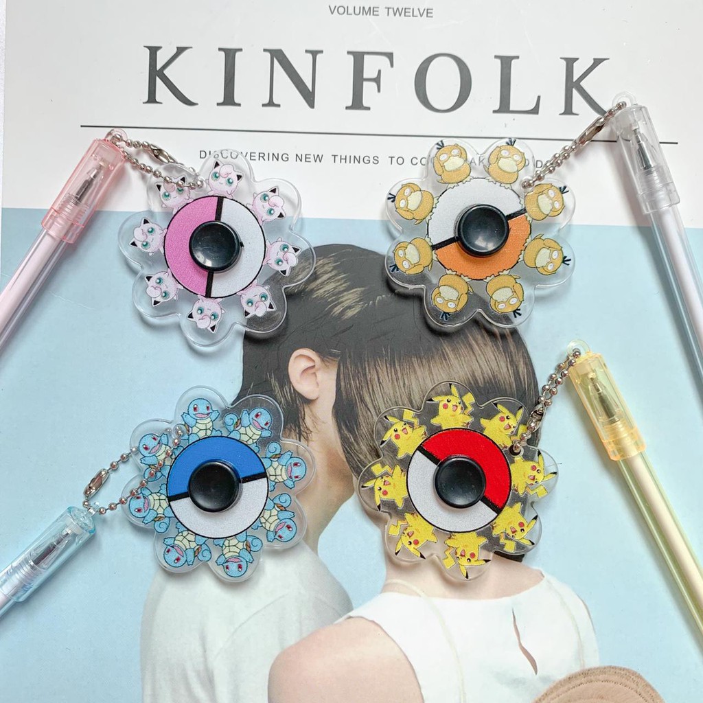 Pulpen Spinner Kartun Pokemon Pen Gel Fidget Mainan Anak Pena Gantungan Unik Alat Tulis Murah-2