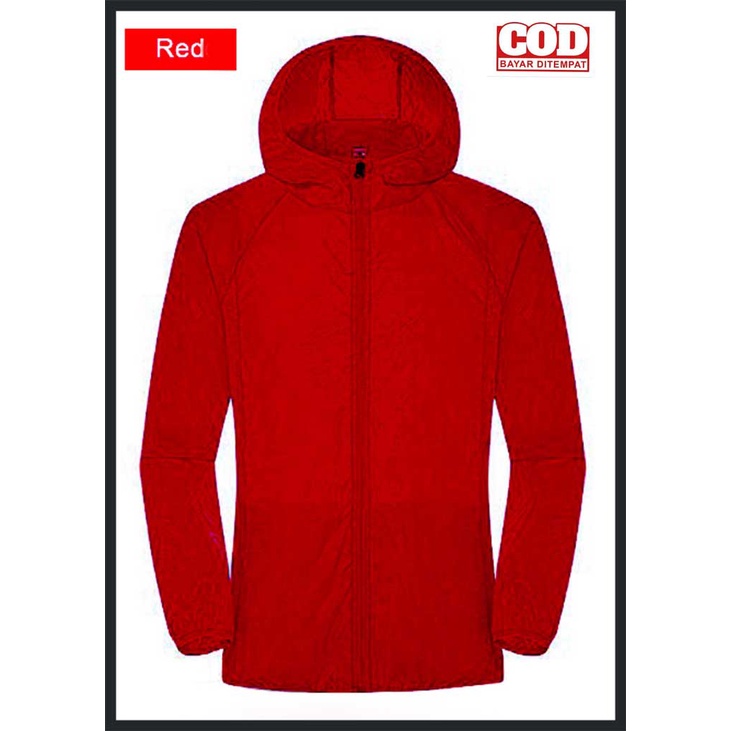 Jaket Olahraga Parasut Jaket Running Sepeda Waterproof Pria Wanita-Maroon