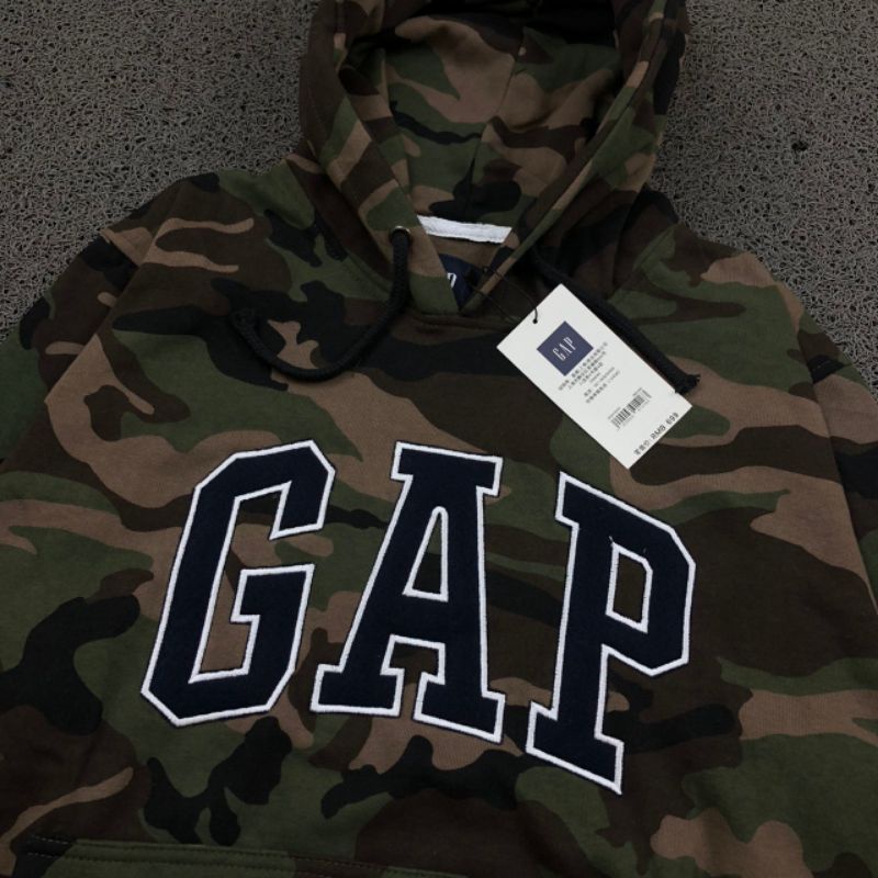 PULLOVER HOODIE GAP EMBROIDERED CLASSIC BLACK LOGO GREEN CAMO HOODIE PREMIUM HIGH QUALITY