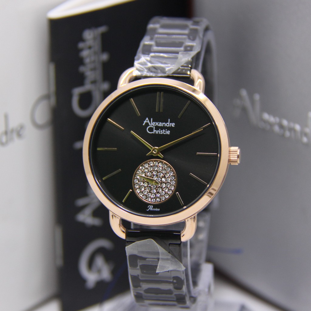 ALEXANDRE CHRISTIE 2907 BLACK ROSEGOLD WANITA ORIGINAL AC2907 AC 2907 JAM TANGAN CEWEK ARLOJI CEWEK