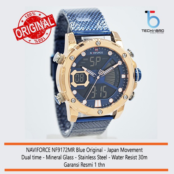 (PROMO) NAVIFORCE NF9172MR ORIGINAL, BLUE, WATER RESIST, SATINLESS, BERGARANSI. MEWAH, LIMITED