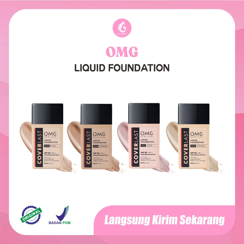 OMG CoverLast Liquid Foundation Alas Bedak | Oh My Glam | SPF 20 PA++ Oil Control Long Lasting 8H*