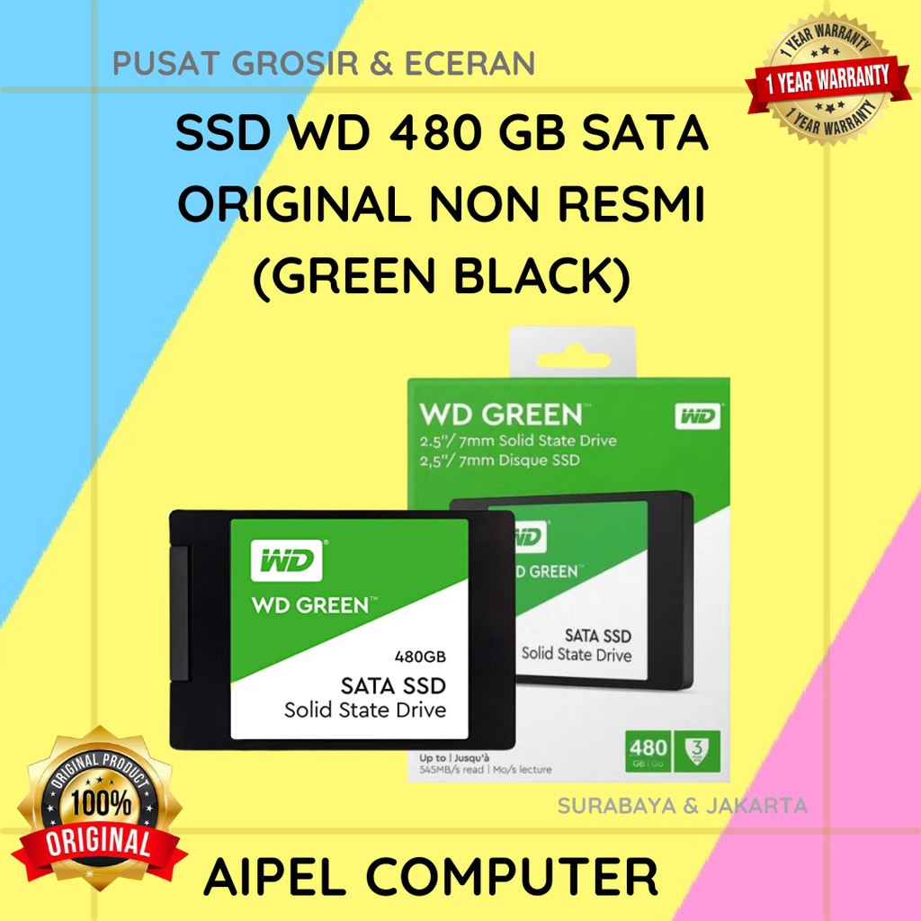 WD480 | SSD WD 480 GB ORIGINAL NON RESMI (GREEN BLACK)