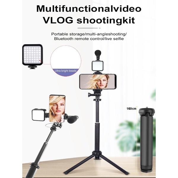 Vlogging Kit 5 in 1 With Tripod Lightning Mic Remote PK-772