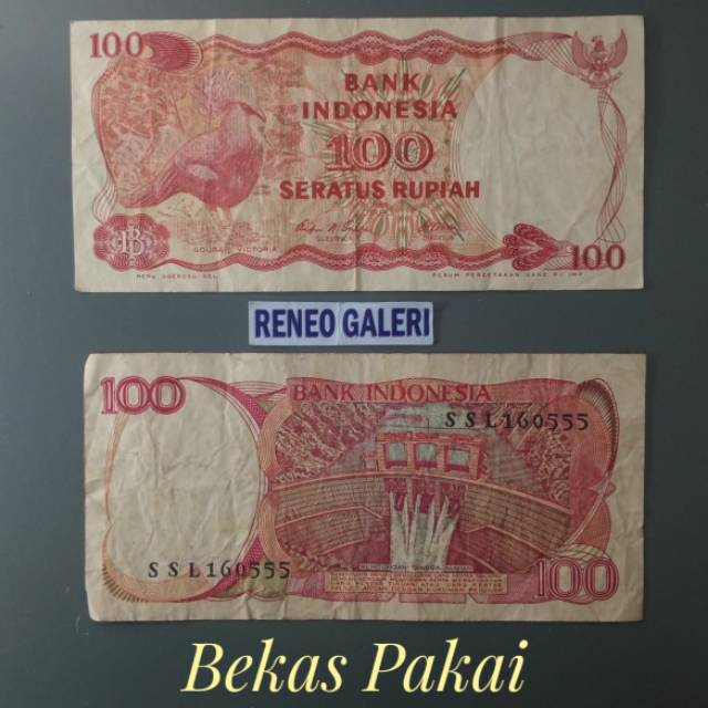 100 Rupiah Uang Kertas Kuno Asli 1984 Burung Dara Goura Victoria Bekas Pakai Tahun Shopee Indonesia