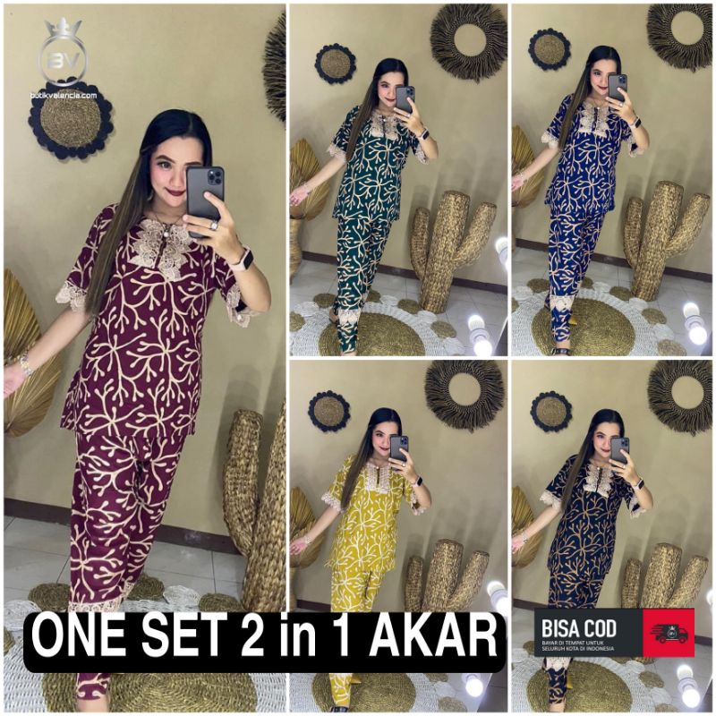 One Set Jumbo Waka Setelan Wanita Rayon Premium Set Celana Panjang Tie Dye Kekinian