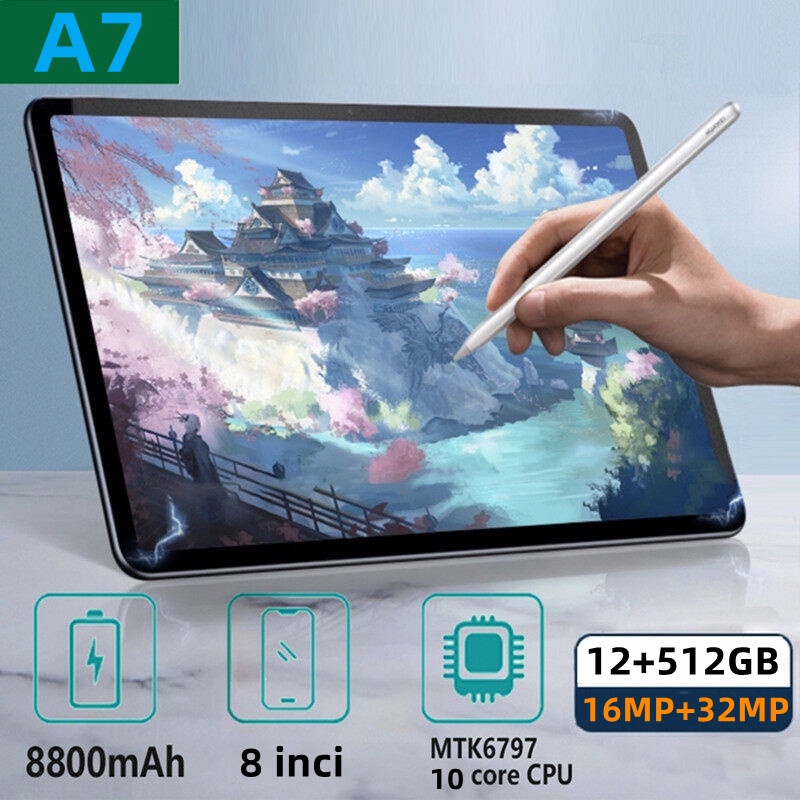 Merek Baru Asli galaxy tab A7  Pendidikan Online Tablet PC 12GB+512GB 8 Inch HD Display Tablet PC | Pelindung Mata | Kids Corner HD Android Tablet PC  Student Learning Tablet PC Android 10.0 Promosi Tablet PC Murah