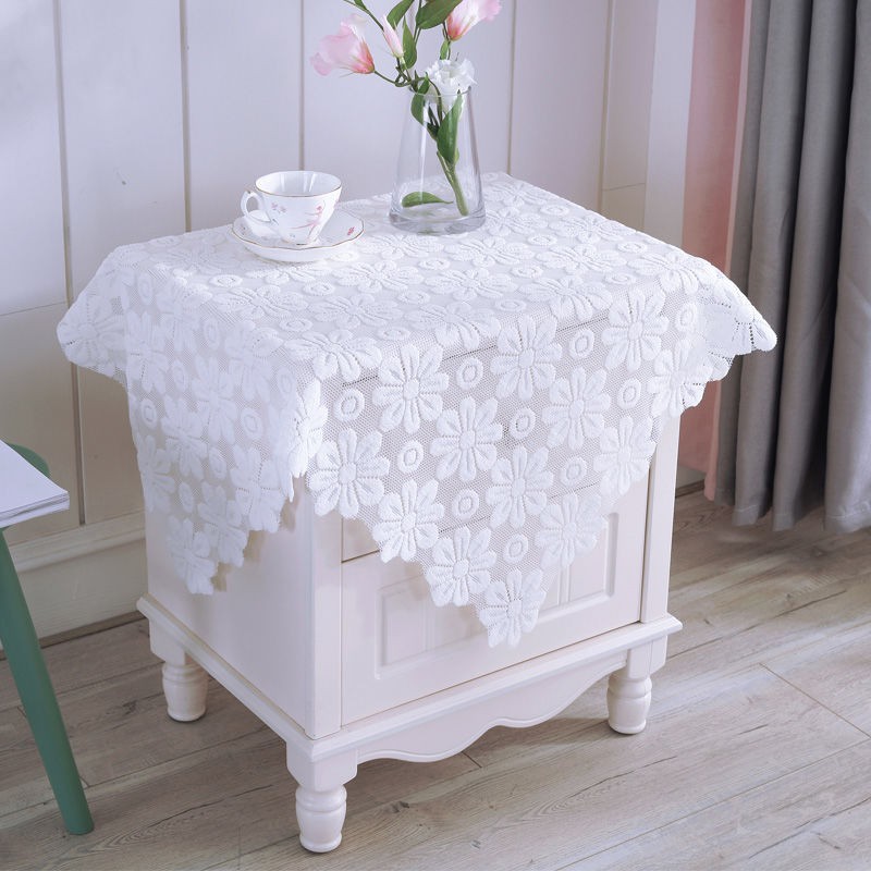Dekorasi Clear Out Pure White Lace Table Cloth Tea Cover Towel Bedside Refrigerator Washing Machine Multi Towel Shopee Indonesia