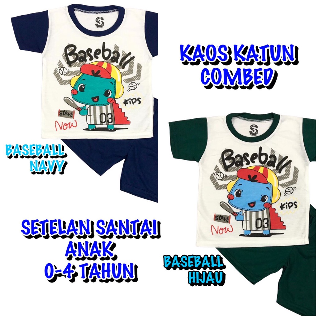 (1 KG MUAT 9 STEL) BAJU SETELAN SANTAI PENDEK ATASAN CELANA OBLONG ANAK LAKI-LAKI/COWOK BAHAN KAOS KATUN BASEBALL DINO/DINOSAURUS