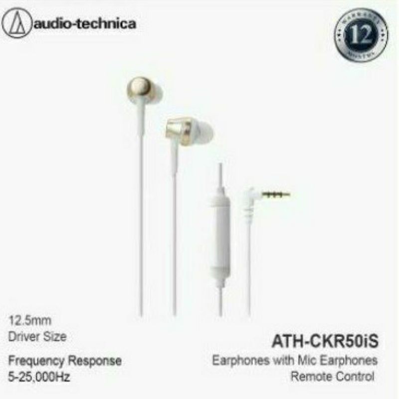 Audio Technica ATH CKR50is Earphone With Mic Original Garansi Resmi