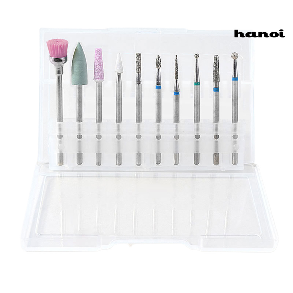 10pcs / Set Mata Bor Kuku Bahan Alloy Tungsten Kekuatan Tinggi Untuk Manicure