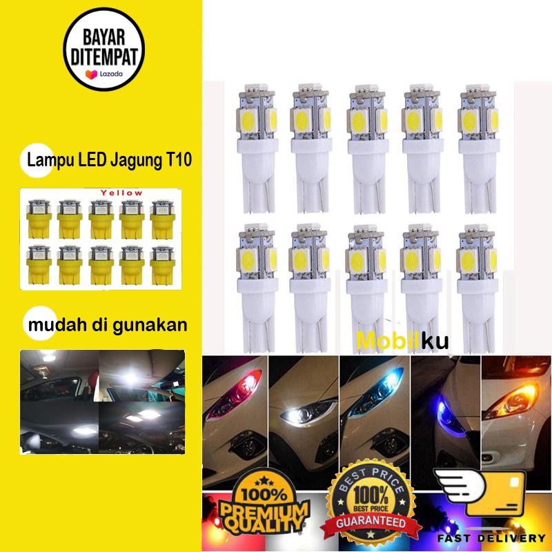 [BISA COD] Lampu LED Jagung T10 Senja/kota sein 5mata 5 titik/mata Mobil Motor