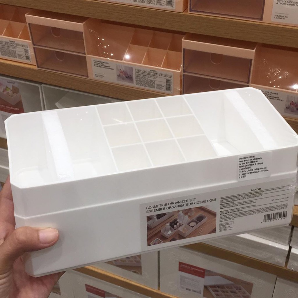 Jual MINISO Beauty Rak Make Up Kotak Organizer 2 Laci Rak Serbaguna