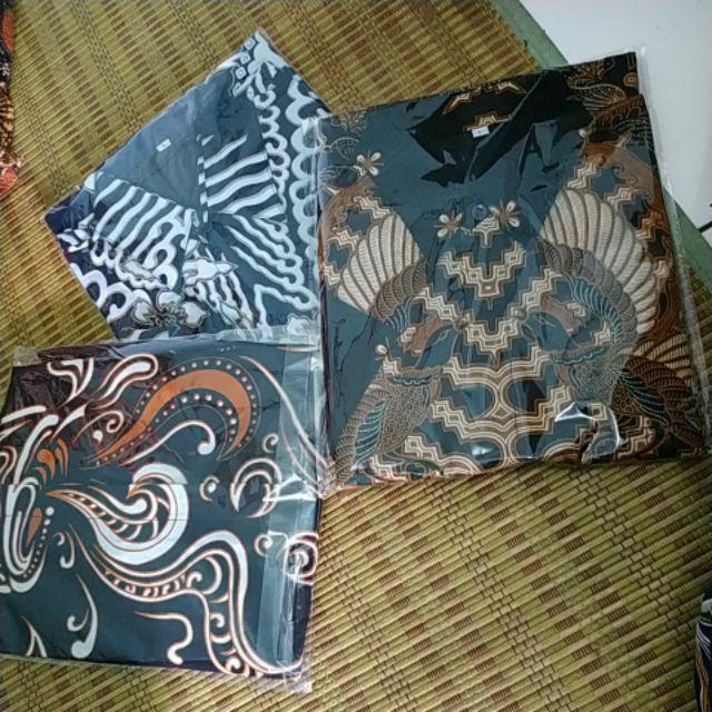 (1kg=5pcs) Kemeja Batik Lengan Pendek Batik Ori Nareswari Pitik Jago Pendek  Seragam Batik Kerja