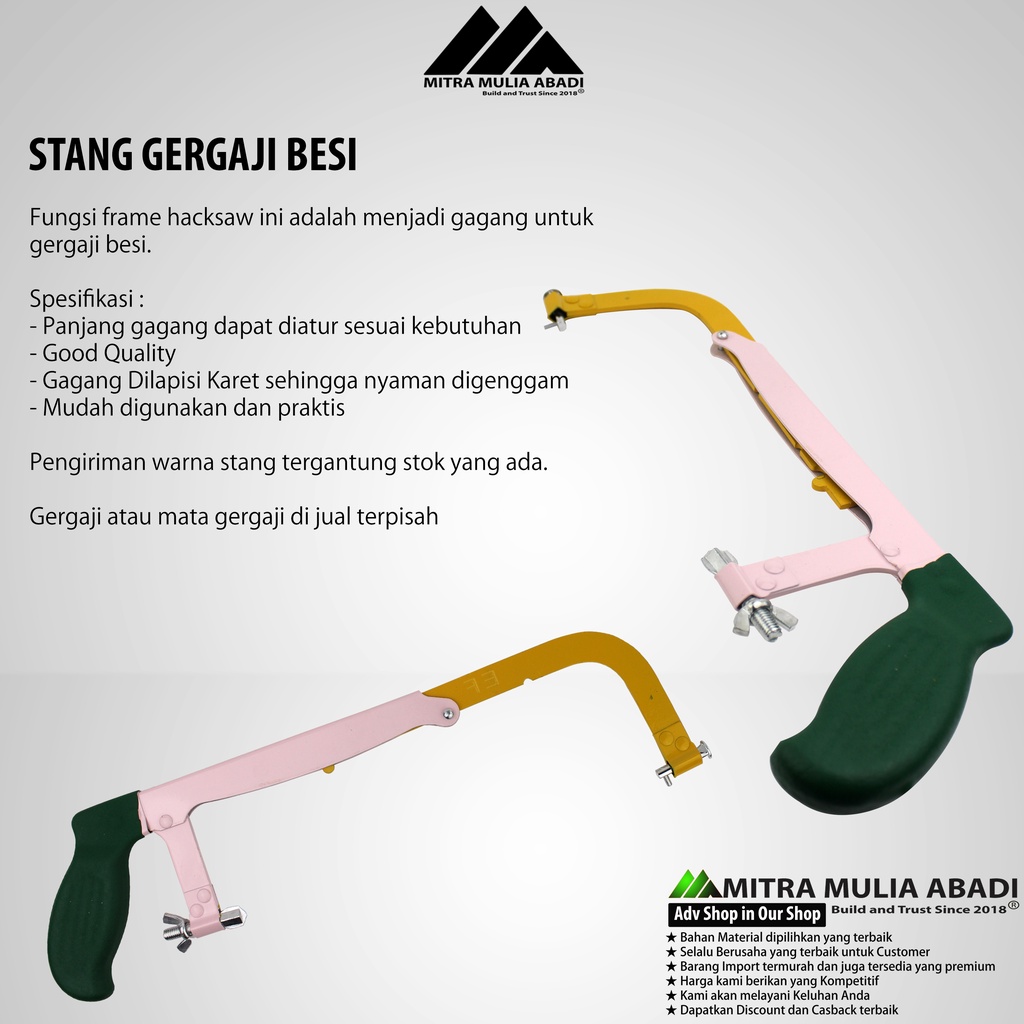 Stang Gergaji Besi Pegangan l Hacksaw Frame