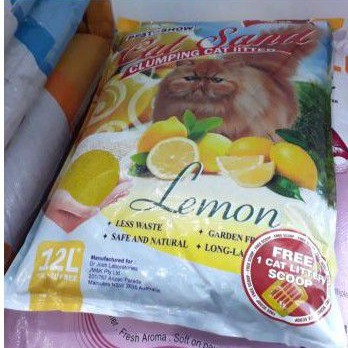 Pasir Kucing Gumpal Cat Sand 12Liter + Free Serok~Aroma Lemon