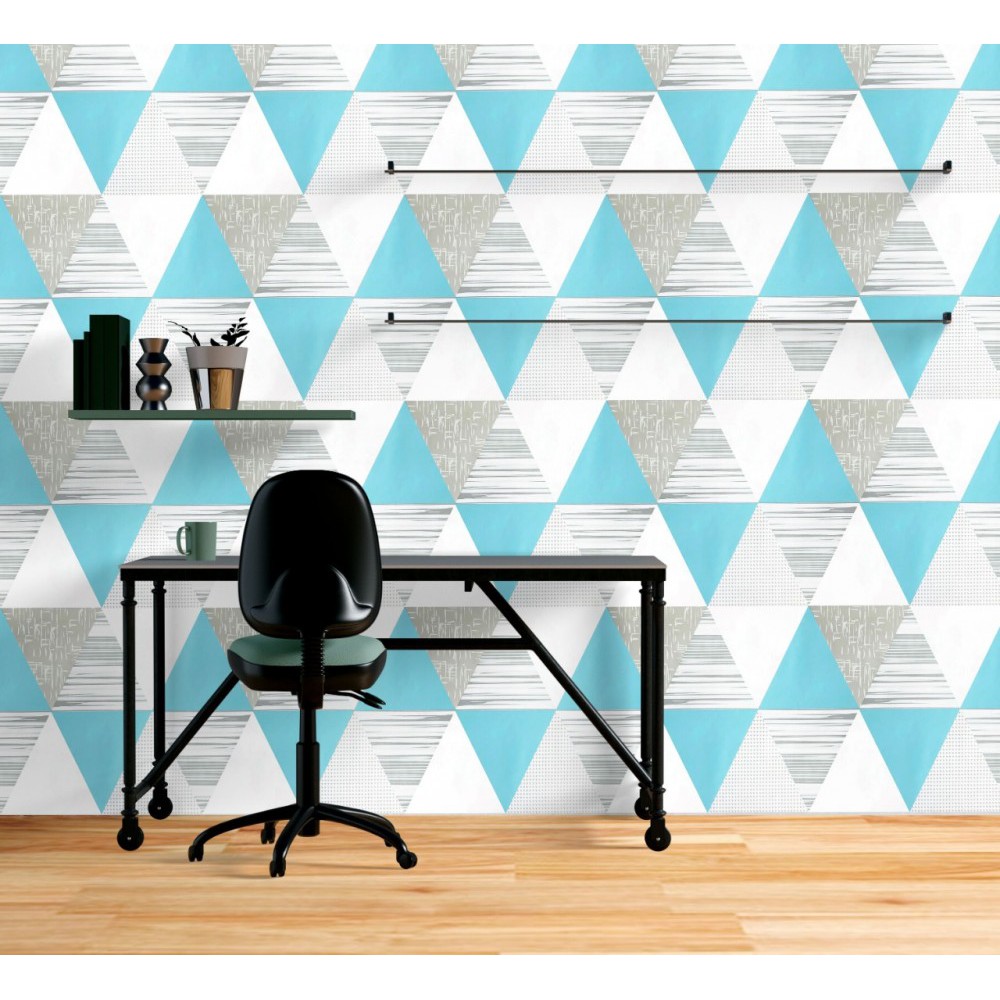 Wallpaper Dinding Segitiga Biru 8m s/d 9m x 45cm