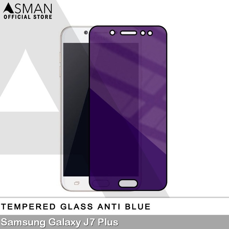 Tempered Glass Blue Light Full Lem Samsung Galaxy J7 Plus Anti Radiasi Screen Protector