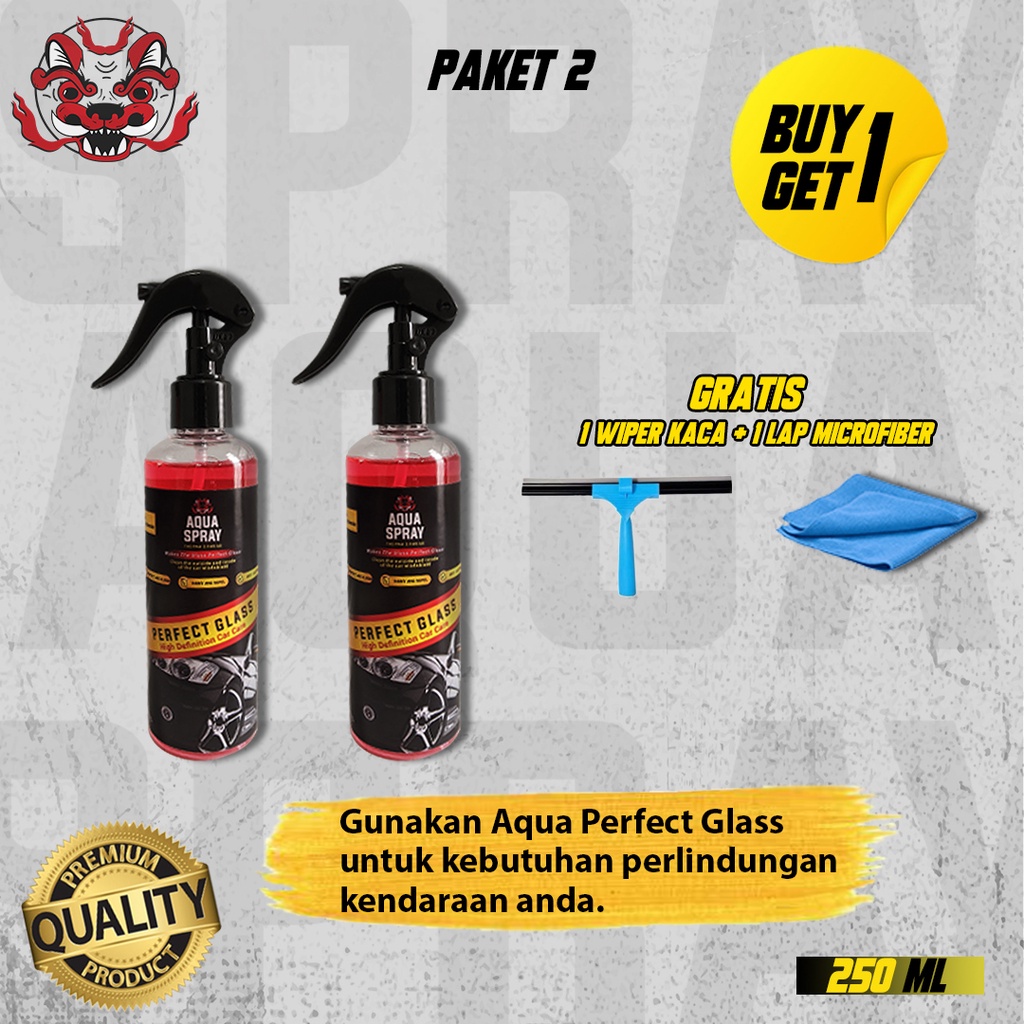 AQUA SPRAY - PERFECT GLASS PEMBERSIH JAMUR KACA MOBIL BUY 1 GET 1 BONUS LAP MICROFIBER DAN WIPER KACA