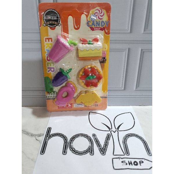 Penghapus lucu makanan kue/STIP KUE/hapusan fancy/hapusan set/stip-N